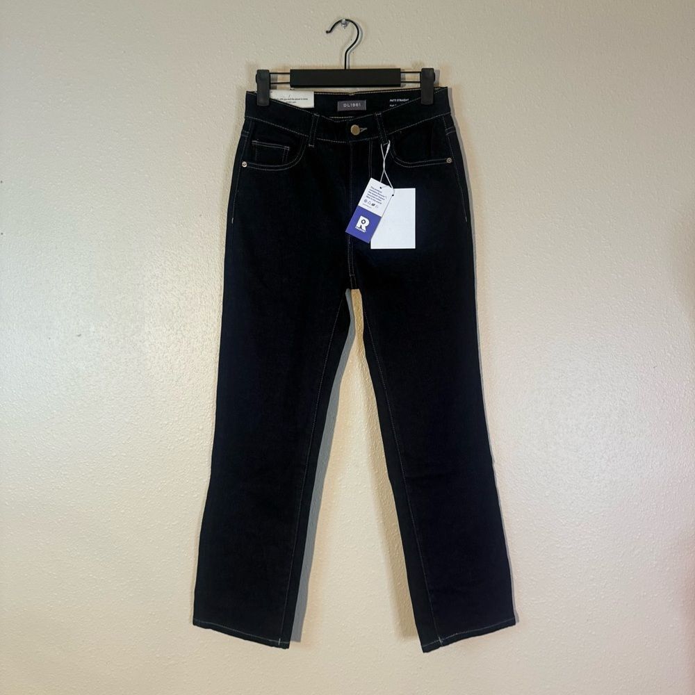 NWT DL1961 Patti Straight Leg High Rise Vintage Ankle Black Jeans 26